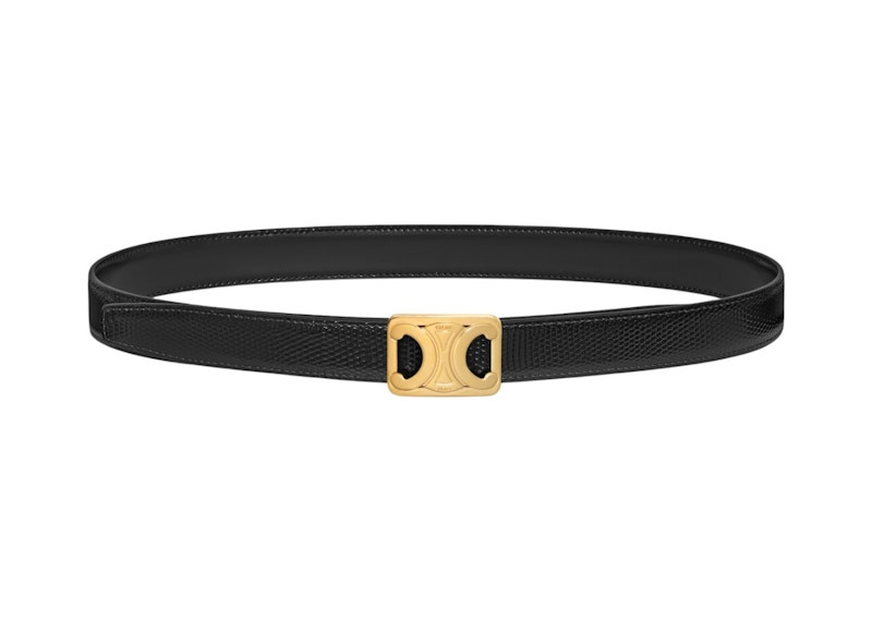 Women's Celine Taurillon and Calfskin Medium 25mm Reversible Framed Triomphe Belt in Black | StockX