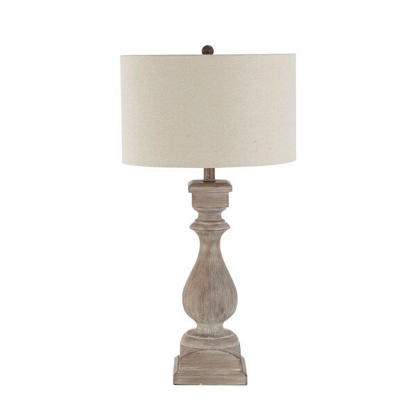 Hillebrand Turned Table Lamp with Linen Shade | Bed Bath & Beyond