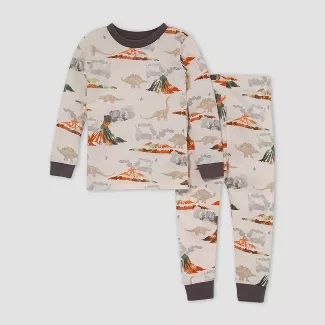 Burt's Bees Baby® Toddler Boys' 2pc Volcano Organic Cotton Tight Fit Pajama Set - Gray | Target