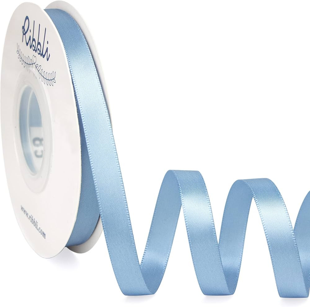 Ribbli Dusty Blue Satin Ribbon,Double Faced Satin 3/8 inch x Continuous 25 Yards,Use for Bows Bou... | Amazon (US)