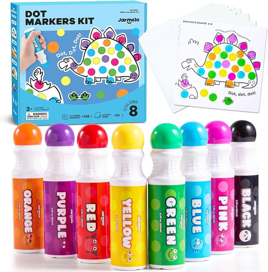 Jar Melo Washable Dot Markers for Toddlers, 8 Colors Dot Paints with 120 Printed PDF & 10 Activit... | Amazon (US)
