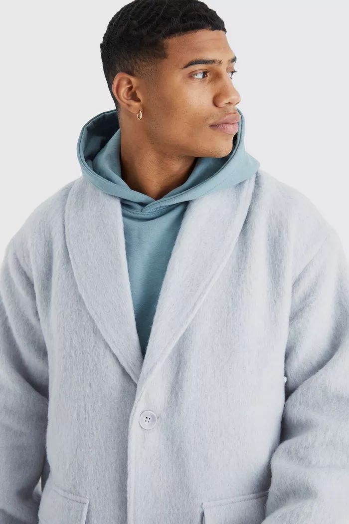 Single Breasted Brushed Wool Look Belted Overcoat | boohoo (US & Canada)