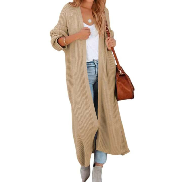 Women's Oversized Long Cardigan Sweaters Long Sleeve Split Open Front Drape Knit Duster Coat | SHEIN