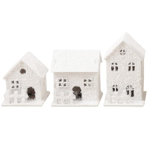 3pcs Christmas Village Houses Sets: Glowing Christmas Village Accessories Led Lighted Diy Christmas Town Village Sets Christmas Figurines House White Christmas Village For Winter Xmas Holiday Party | Amazon (US)