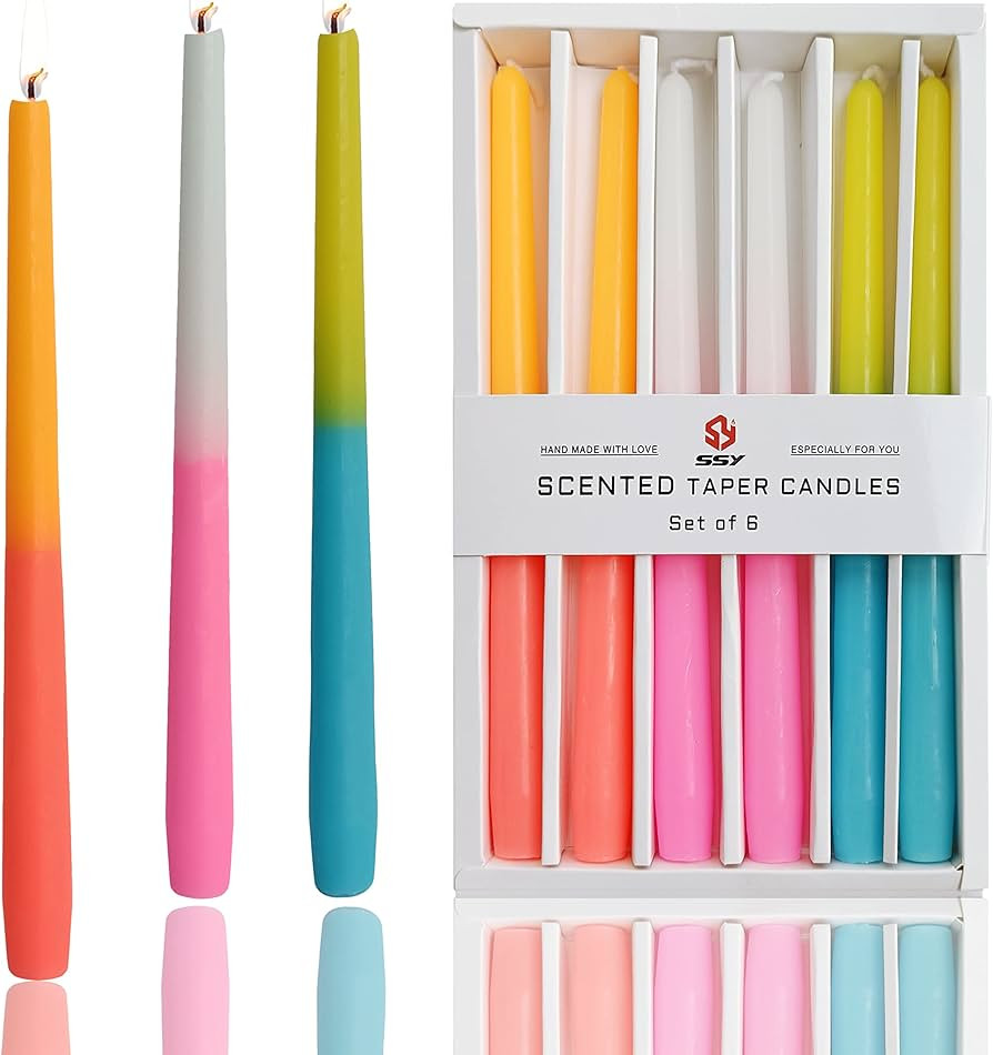 10 inch Roses Scented Taper Candle Sticks 6 PCS Aromatherapy Candles Gradient Colored Taper Candl... | Amazon (US)