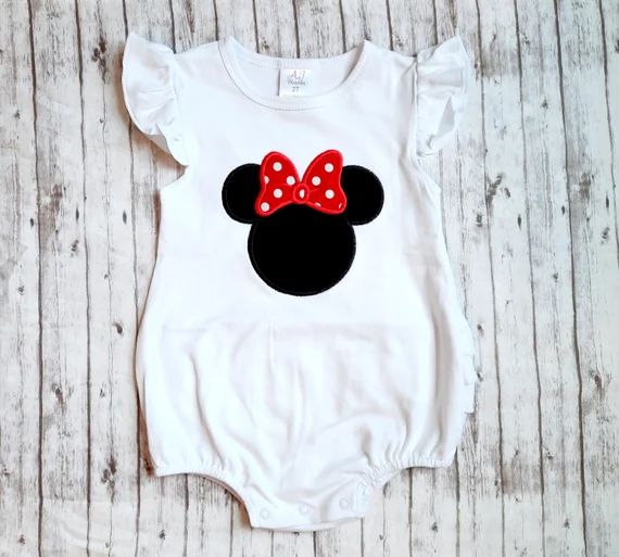 Disney Ruffle Romper, Baby Disney Outfit, Embroidered Pink Seersucker Minnie Disney Romper, girls... | Etsy (US)