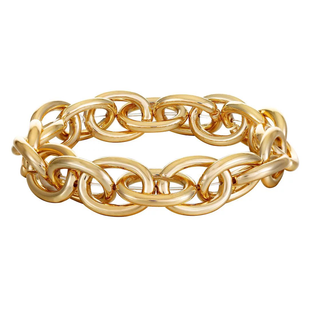 Time and Tru Womens Chunky Gold Link Stretch Bracelet | Walmart (US)
