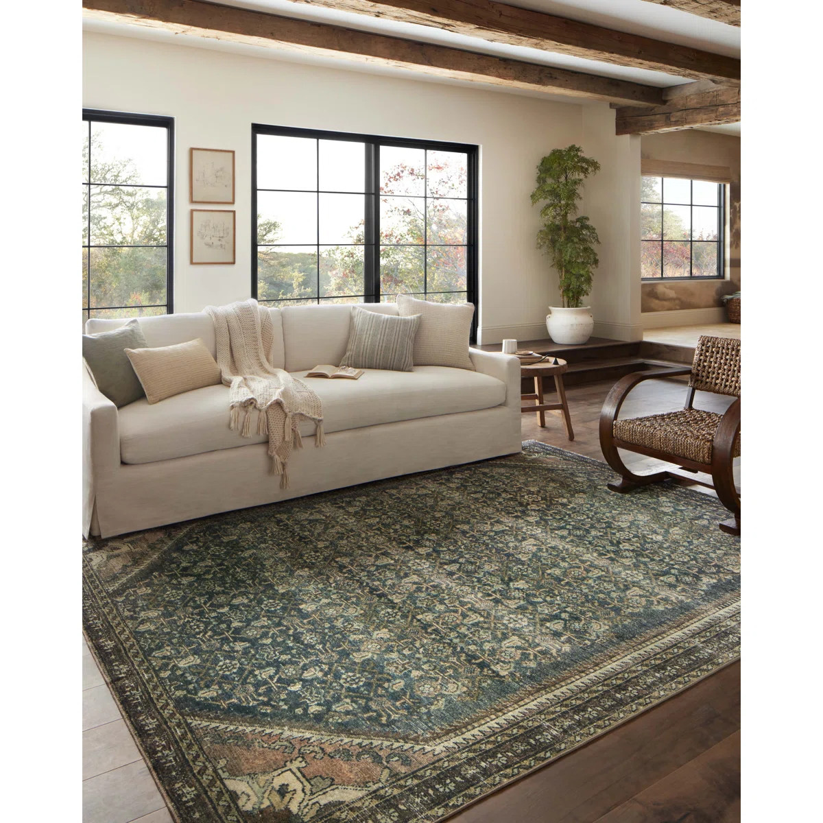 Magnolia Home By Joanna Gaines X Loloi Banks Machine Washable Denim / Clay Area Rug | Wayfair North America