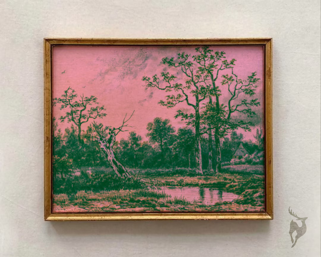 Alter Art,Eclectic Wall Art,Vintage Landscape,Colorful Poster,Pink Painting Print,Moody Decor,Gal... | Etsy (US)