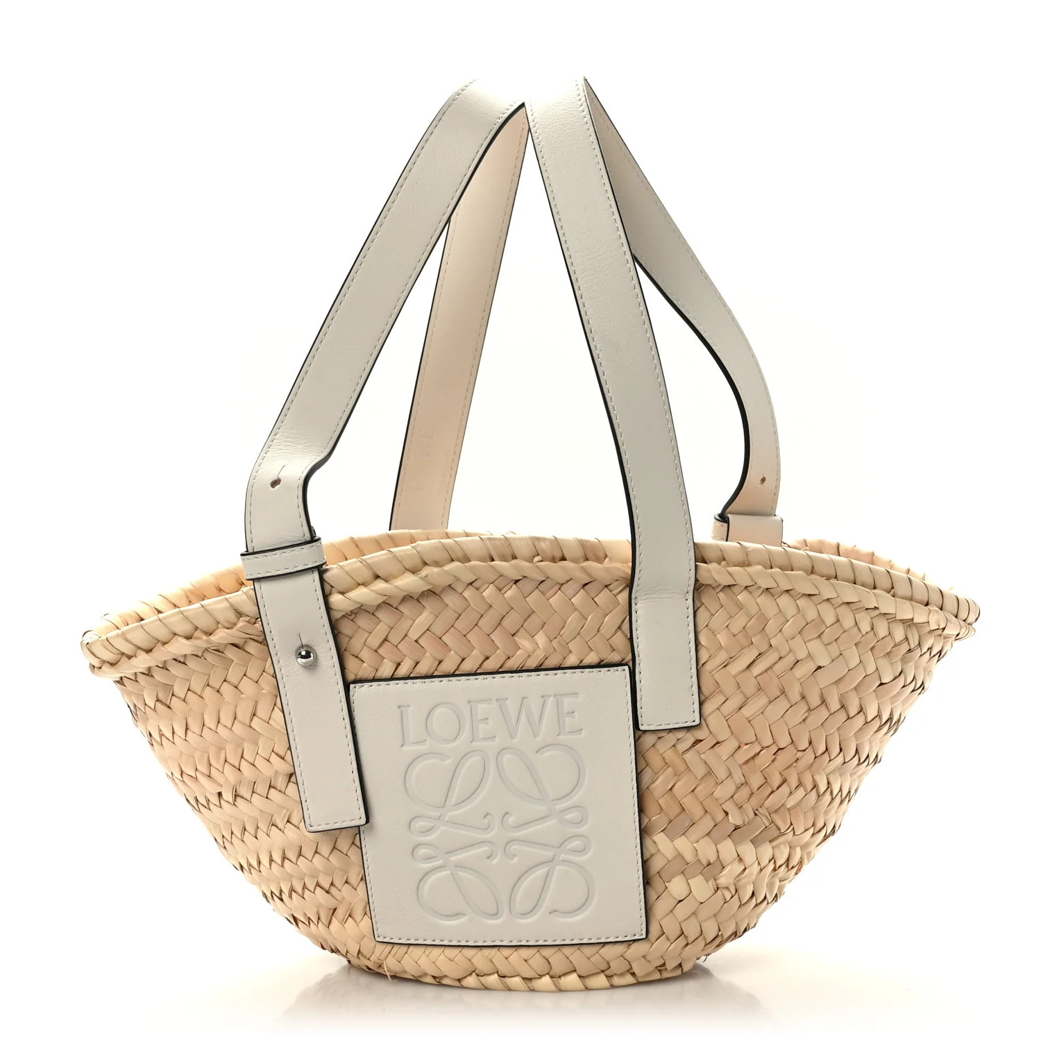 Raffia Small Basket Tote Bag Natural White | FASHIONPHILE (US)