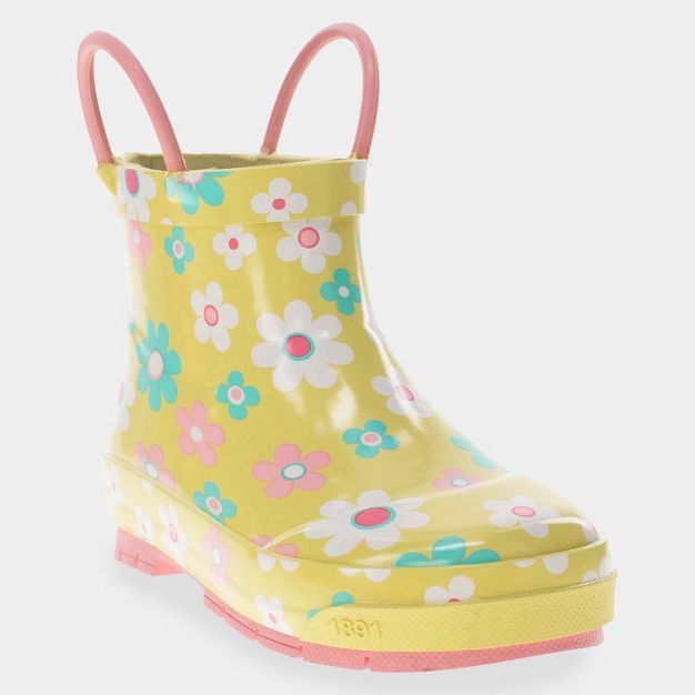 Toddler Girls' Western Chief Alice Floral Print Rain Boots - Yellow | Target