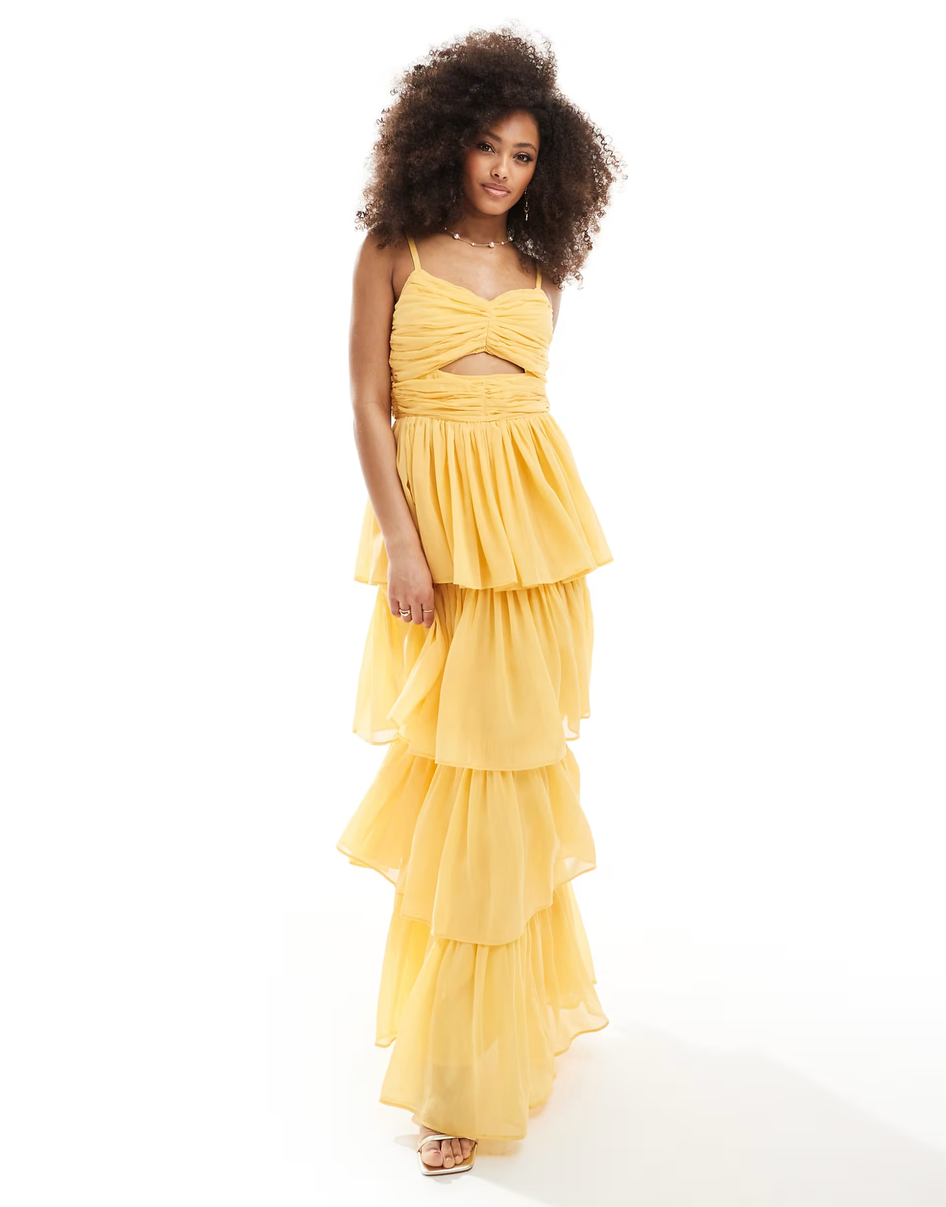 Anaya tiered maxi dress with cut out in marigold | ASOS (Global)
