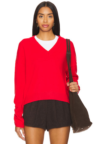 LNA Latigo V Neck Sweater in Red from Revolve.com | Revolve Clothing (Global)