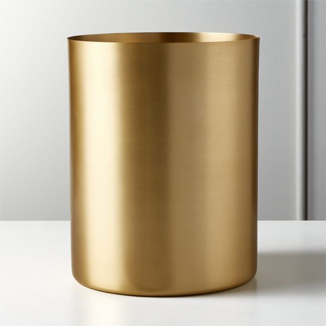 Elton Brushed Brass Wastebasket | CB2