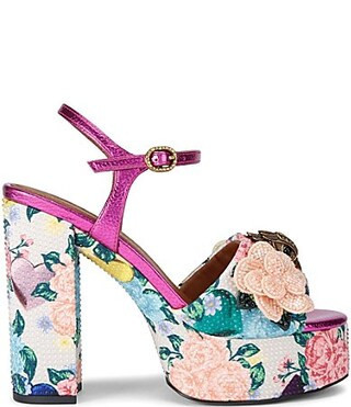 Kurt Geiger London Kensington Beaded Embellished Flower Platform Dress Sandals - 37(7) | Dillard's