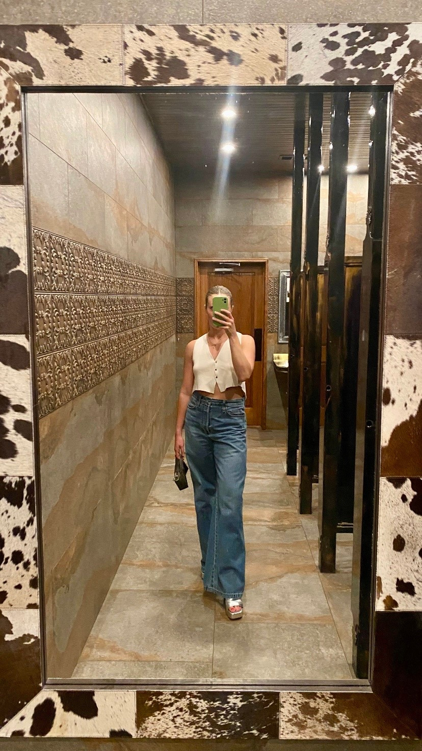 Nothing says ‘Texas’ like some cow print 

Pants are TTS but a little long. Nothing a platform shoe or little heel can’t fix. I’m wearing a pant size 29

#LTKootd