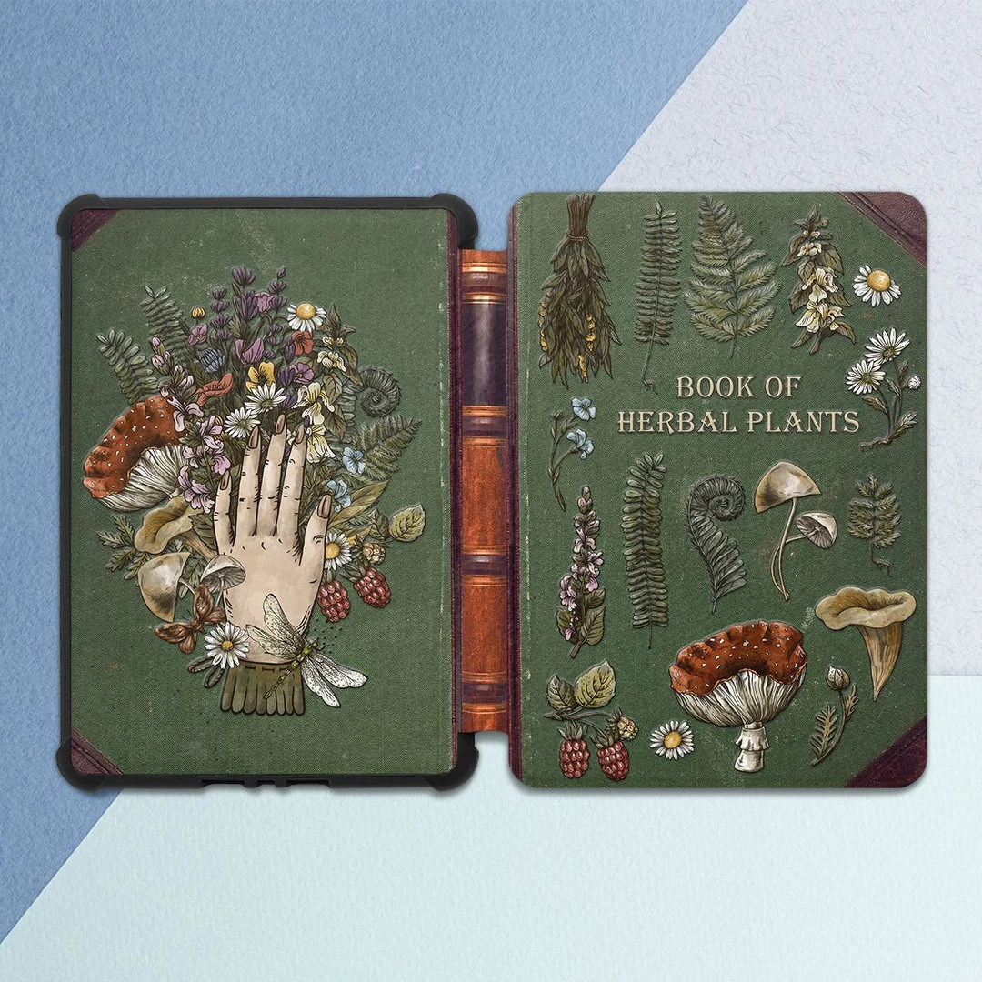 Kindle Deep Green Case Book of Herbal Plants Print Kindle Case Magic Looks Like Book Kindle Case ... | Etsy (US)
