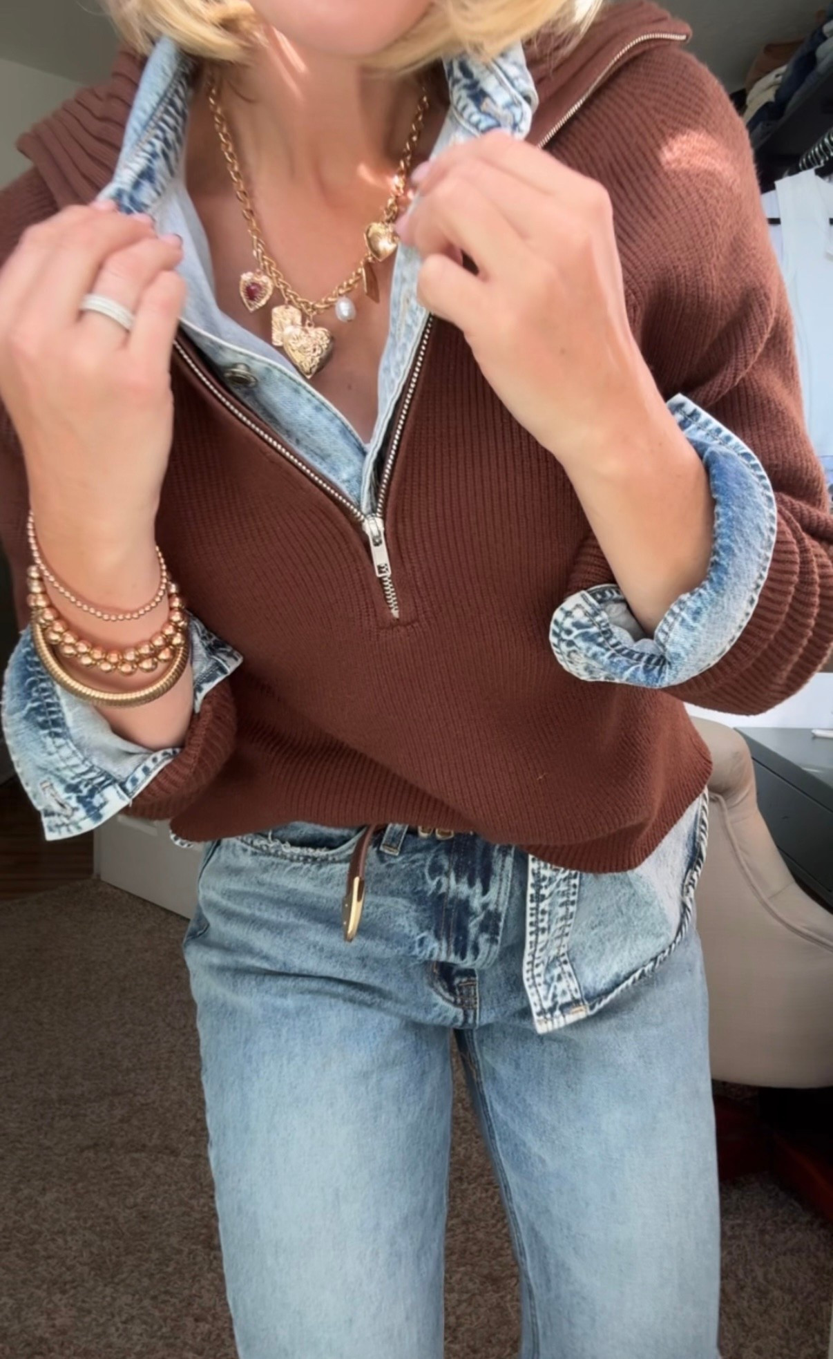 Fall outfits for mom
Mom friendly fall outfit
Denim on denim trend 
Fall brown

#LTKOver40 #LTKSeasonal #LTKStyleTip