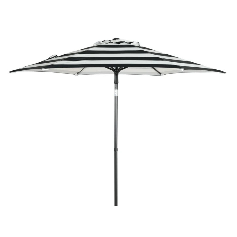 Mainstays 7.5 Foot Push-Up Round Market Umbrella Black & White Cabana Stripe | Walmart (US)