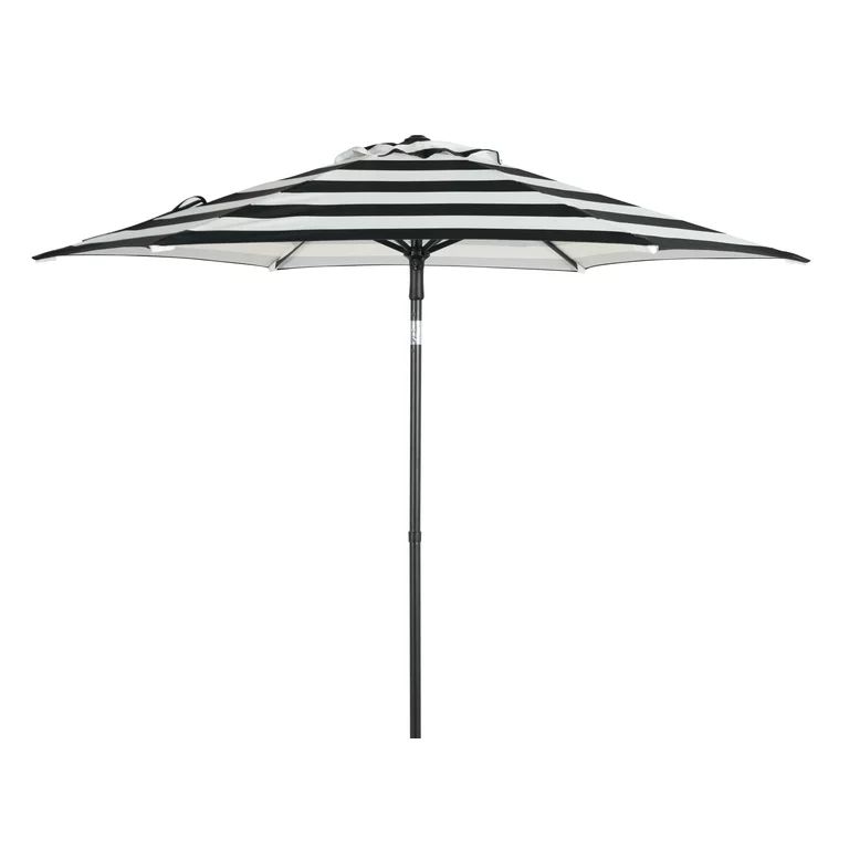 Mainstays 7.5 Foot Push-Up Round Market Umbrella Black & White Cabana Stripe | Walmart (US)