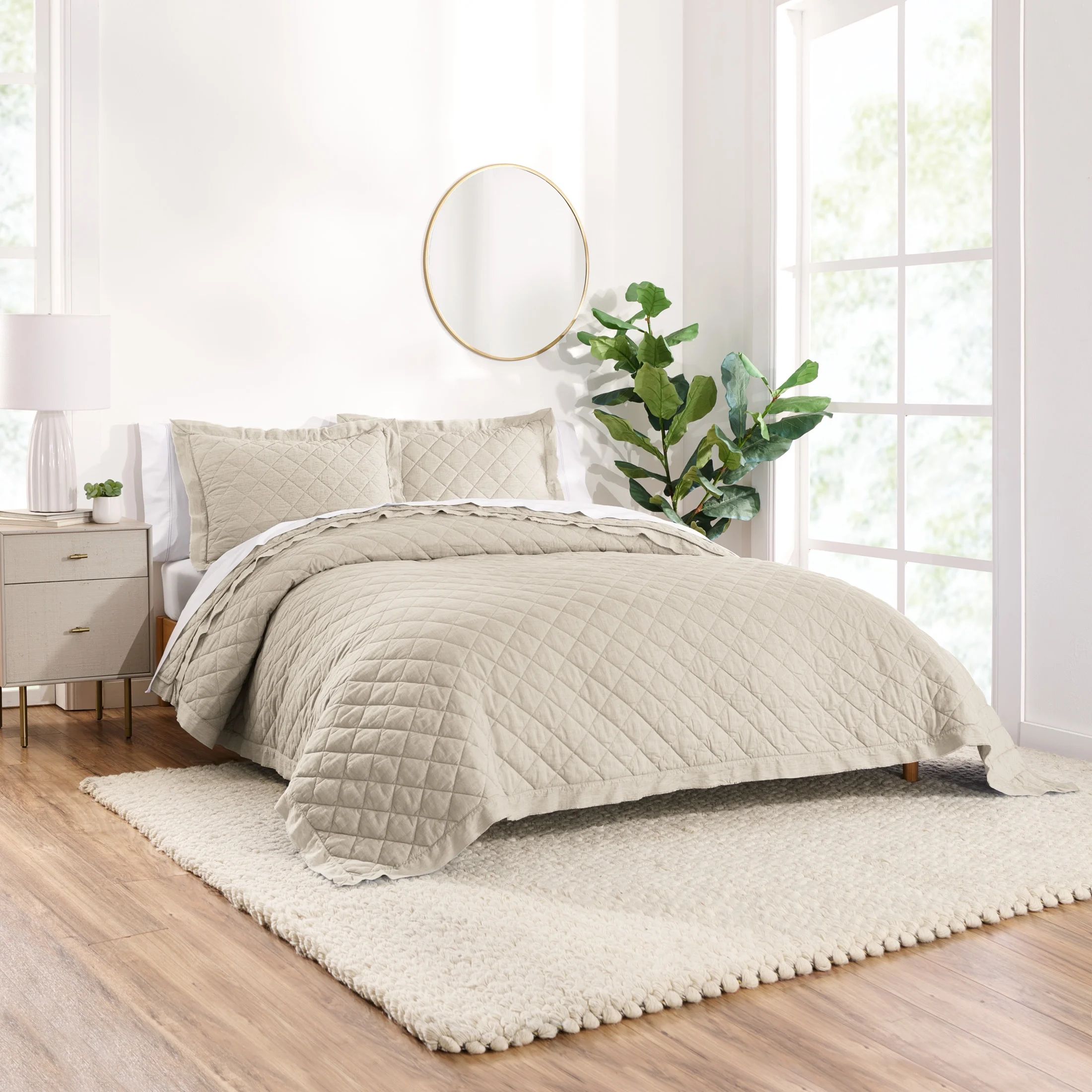 Gap Home Washed Frayed Edge Organic Cotton Quilt, King, Khaki - Walmart.com | Walmart (US)