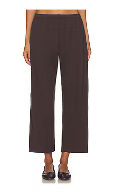LESET Pointelle Crop Wide Leg Pant in Chocolate from Revolve.com | Revolve Clothing (Global)