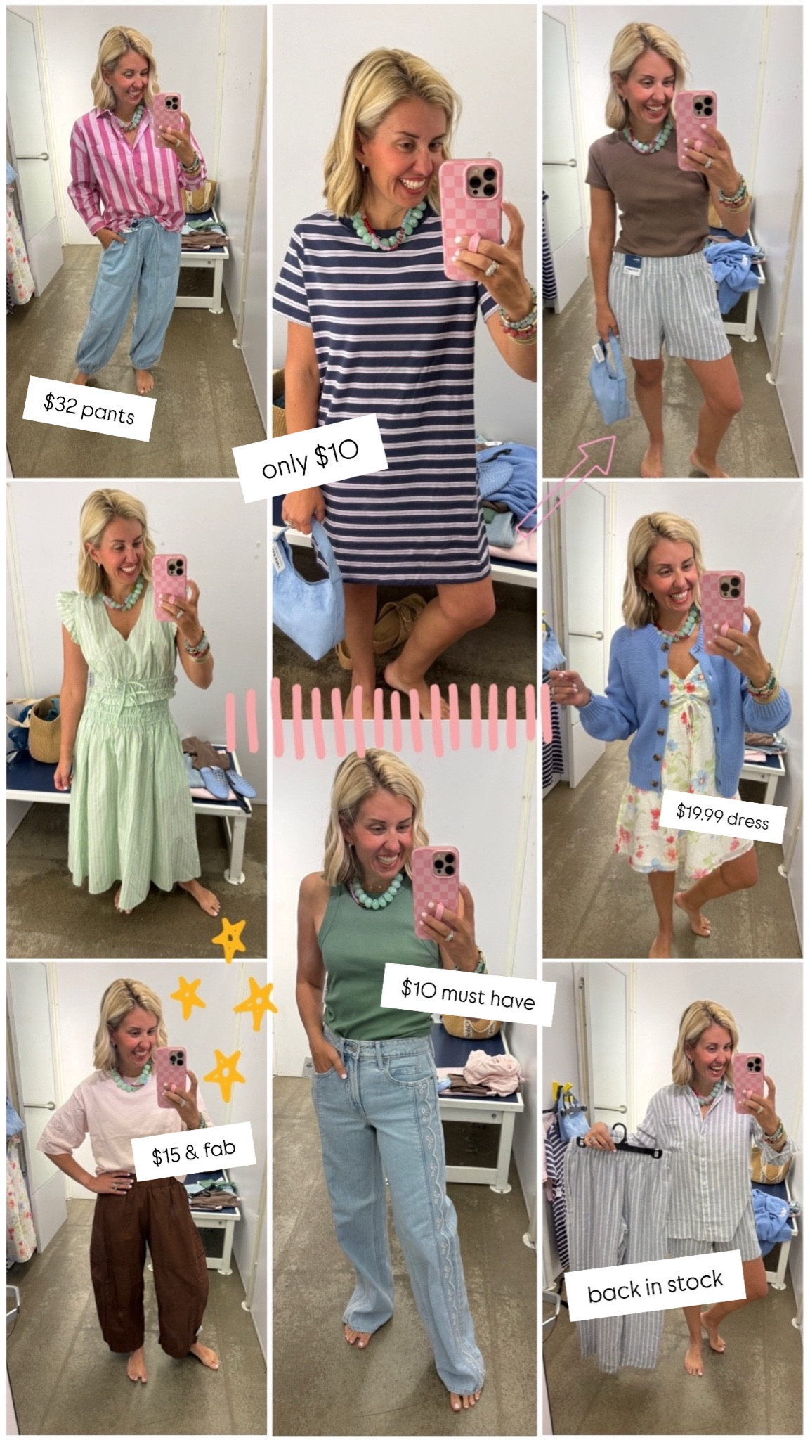 Yall, the deals are unreal! 
So much cuteness that doesn’t break the bank!! Old Navy for the win!! 

T-shirt Dress - small 
Jogger jean - xs 
Striped Blouse - Petite xs
Green skirt set - xs top & small skirt 
Blue Stripe Blouse & Pants - xs 
Blue Stripe Shorts - small 
Ribbed Tee - small
Snug Tank - I size up to petite medium
Lace Trim jeans - petite 0
Dress & Cardigan - small

#LTKSaleAlert #LTKSeasonal #LTKstorytime