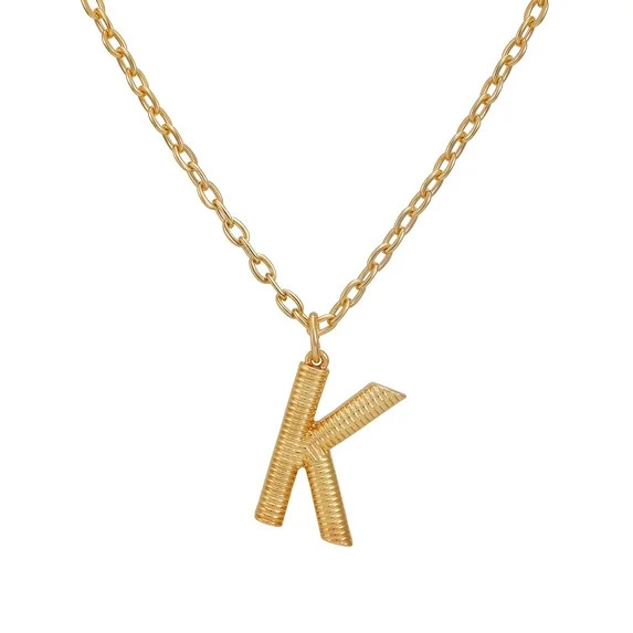 Time and Tru Women's Goldtone Initial K Necklace with Giftable Pouch | Walmart (US)