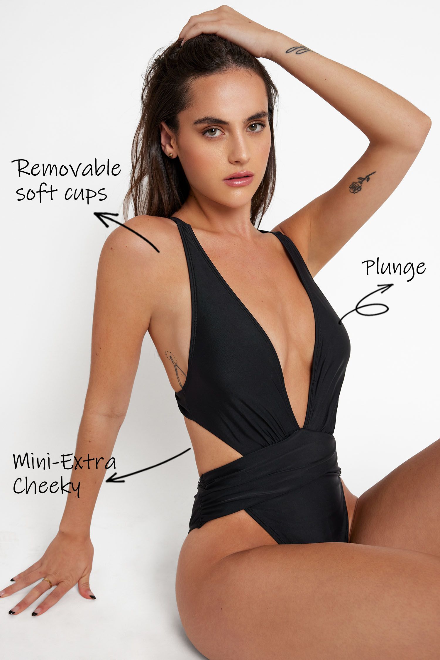 Mindful Solids Deep Onyx Plunge Black One Piece | Cupshe US