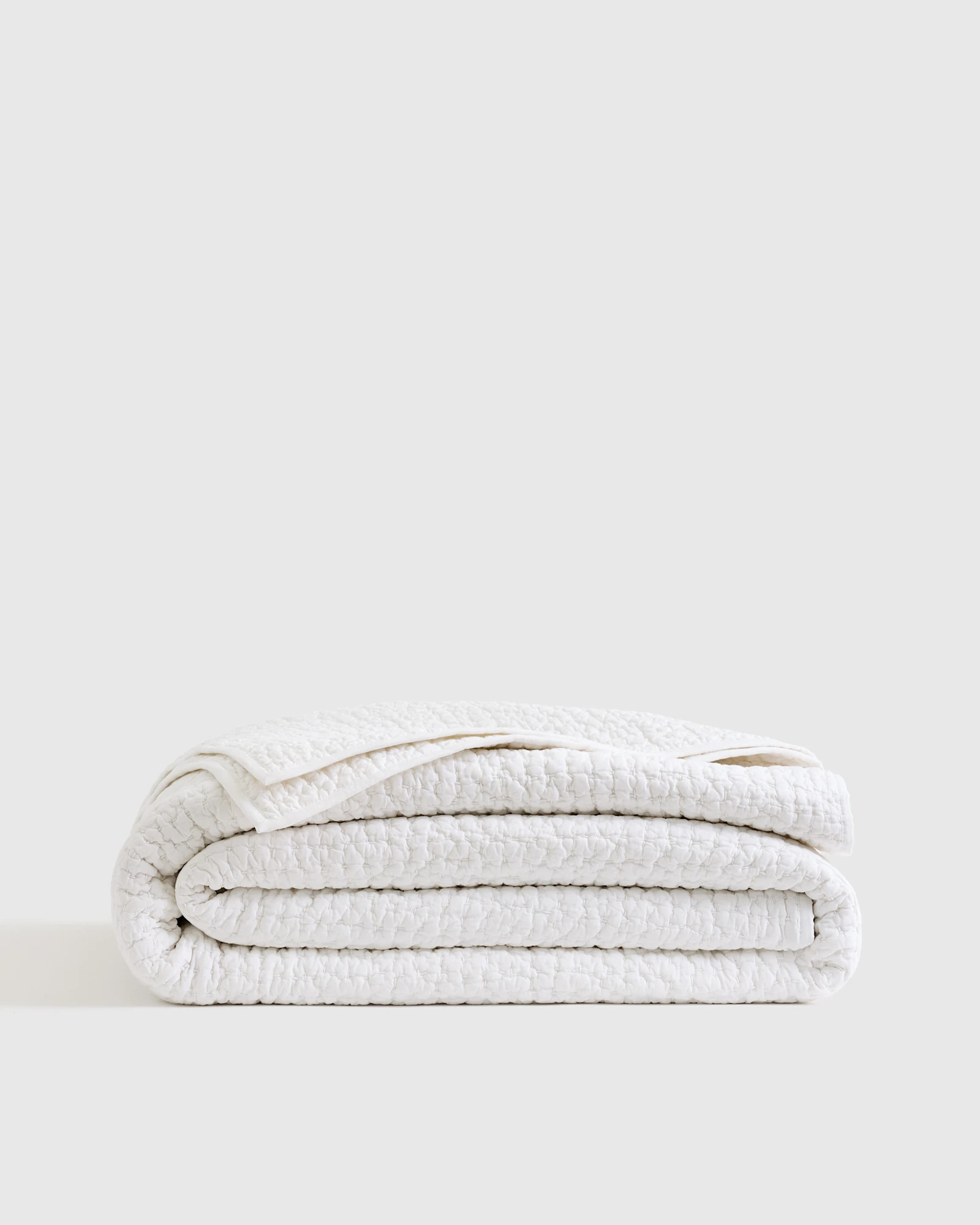 Organic Cotton Hand Stitched Quilt in White | Quince