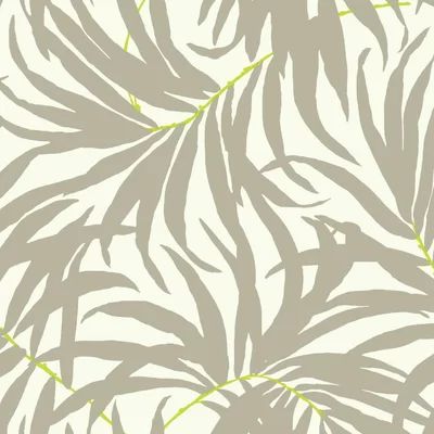 Reinaldo 27' x 27" Bali Leaves Wallpaper Roll Bay Isle Home Color: Off White/Medium Gray/Bright Yell | Wayfair North America