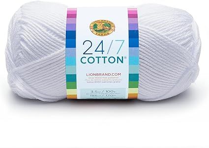 Lion Brand Yarn (1 Skein) 24/7 Cotton® Yarn, White | Amazon (US)