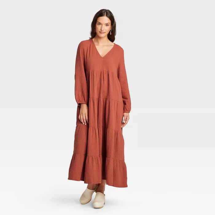 Women's Balloon Long Sleeve Tiered Dress - Universal Thread™ | Target