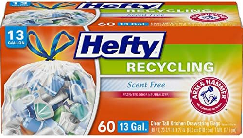 Hefty Recycling Trash Bags, Clear, 13 Gallon, 60 Count | Amazon (US)