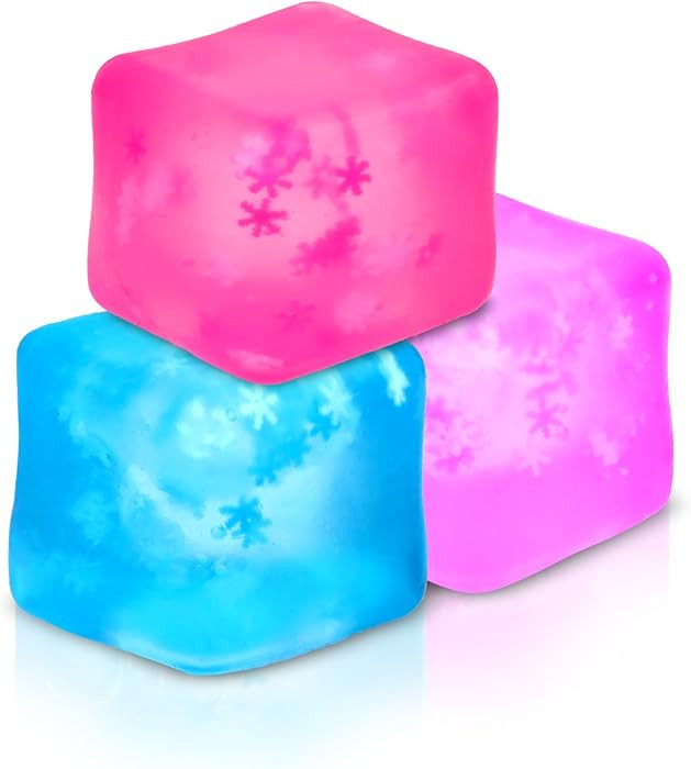 Fidget Toy Stress Cube 3 Pack,Cube Stress Ball with Snowflakes Inside,Mellow and Chill Touch,Clas... | Amazon (US)