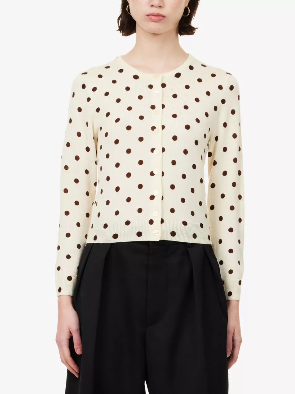 Bernadette Polka Dot-Print Merino-Wool Cardigan | Selfridges