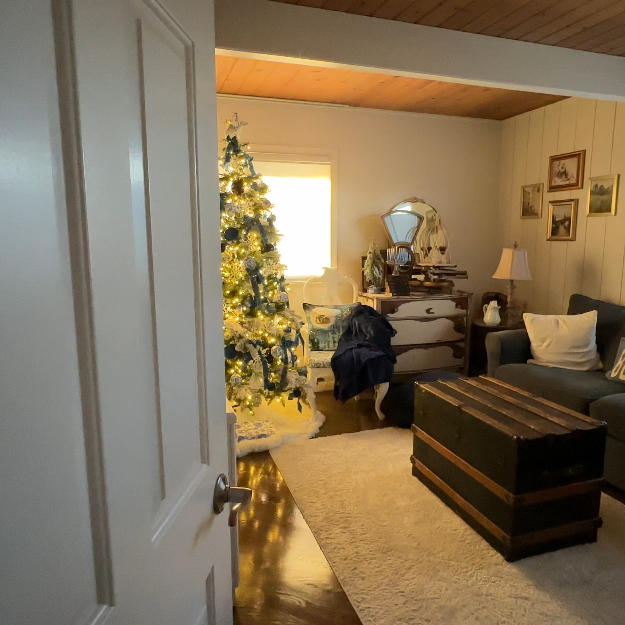 I love all three of my @kingofChristmas trees. 

In my office is the 7.5' Yorkshire Fir Slim Artificial Christmas Tree with 500 Warm White LED Lights. It’s decorated in a blue and white French Country theme.

Our primary bedroom has the 7' King Noble Flock Artificial Christmas Tree with 500 Warm White LED Lights and it has vintage santa heads, old glass ornaments and cranberry 5/8” ribbons on it. 

This year our greenhouse got a proper tree. The 6' Prince Flock® Artificial Christmas Tree with 350 Warm White LED Lights fits perfectly in there. 

#kingofchristmas 
#christmastree 

#LTKHome #LTKHoliday #LTKSeasonal