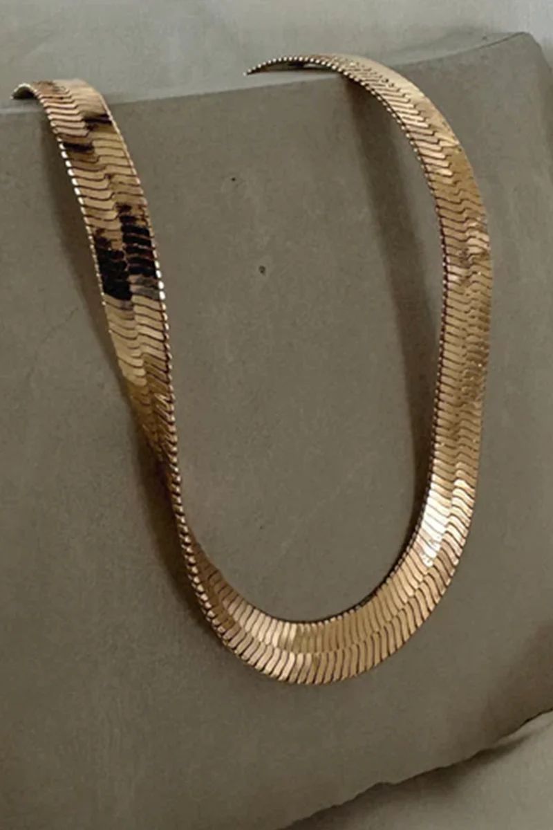 BuddyLove X Gold.en Hour Jewelry | 8mm Herringbone Necklace | Gold | BuddyLove