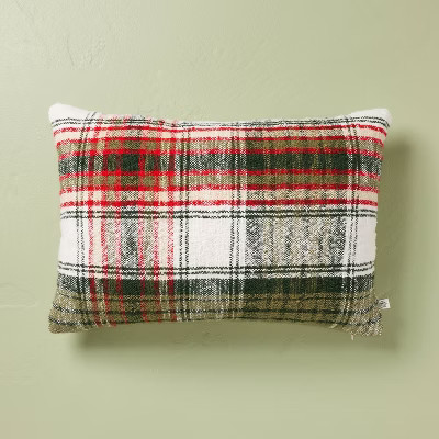14"x20" Christmas Plaid Lumbar Throw Pillow - Hearth & Hand™ with Magnolia | Target