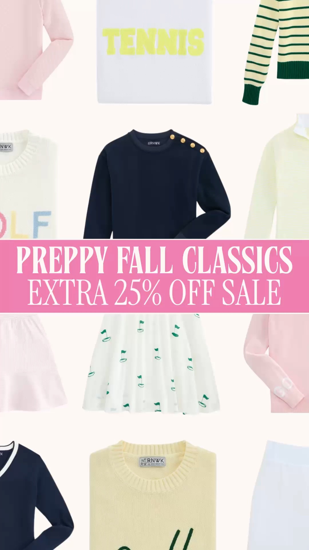 RENWICK PREPPY CLASSICS, EXTRA 25% OFF SALE ⛳

If you have a golfer on your gift list, these are SUCH good finds. Renwick’s sale section has beautiful preppy staples with golf details, and you get an extra 25% off sale styles in checkout.

The 100% cotton golf sweaters are gorgeous. Classic crewnecks, colorful lettering, stripes and polished button details, plus a golf embroidered midi skirt that immediately caught my attention. These are the pieces you get excited to give because they suit her so well.

And you don’t have to play golf to appreciate the classic prep here. There’s plenty for women who love country club style, feminine sportswear and colorful knitwear. Such pretty staples for fall outfits and winter layering, with personality you don’t see everywhere.

For the golfer, the sweater collector or the friend who loves preppy style, this is a lovely place to get ahead on Christmas gifts.

I’ve linked the sale finds below. The extra 25% off activates in checkout.

Renwick sale, Renwick golf clothing women, women’s golf outfits, women’s golf clothes, golf apparel women, ladies golf clothing, cute golf outfits women, preppy golf outfits, fall golf outfits women, winter golf outfits women, golf sweaters women, 100% cotton golf sweater, golf embroidered sweater, golf midi skirt, golf embroidered skirt, country club outfits women, country club style, preppy style, preppy fall outfits, classic preppy clothing, feminine sportswear, cotton sweaters women, golf gifts for women, gifts for female golfers, gifts for golf lovers, Christmas gifts for golfers, preppy gifts for her

#Renwick #PreppyStyle #GolfOutfits #GolfGifts #LTKSaleAlert #LTKGiftGuide #LTKSeasonal
