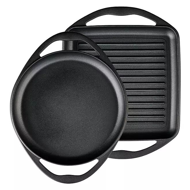 Tramontina Pre-Seasoned Cast Iron Grill and Griddle Set, 2 Pack | Sam's Club