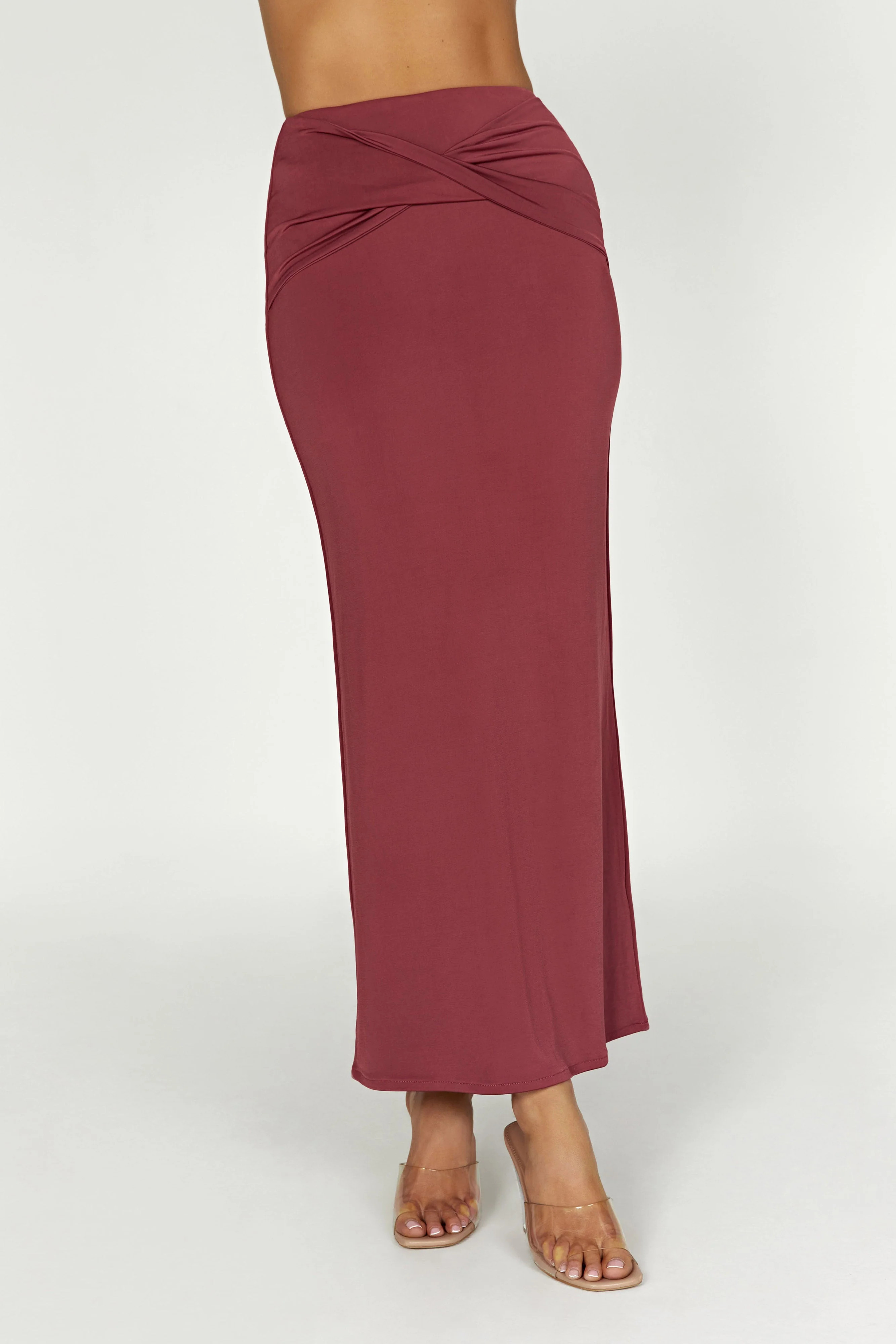 Ceri Maxi Twist Skirt - Wine | MESHKI US