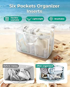 BAGSMART Beach Bag for Women, Water-resistant Rubber Tote Bag, Sandproof Vacation Essentials for ... | Amazon (US)