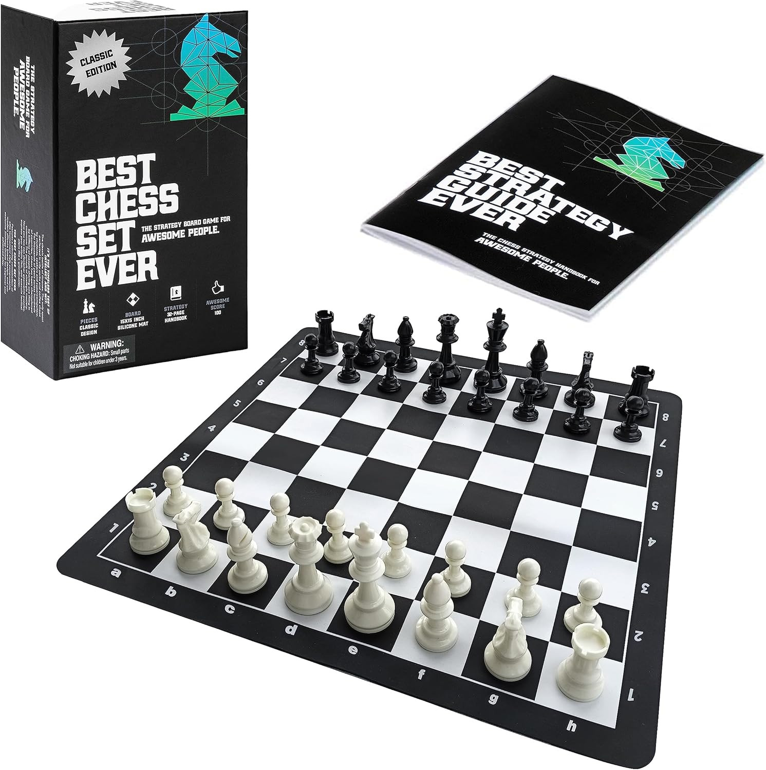 Best Chess Set Ever Travel Chess Set, 1X Single Weighted Staunton Pieces, with 15 in x 15 in Fold... | Amazon (US)