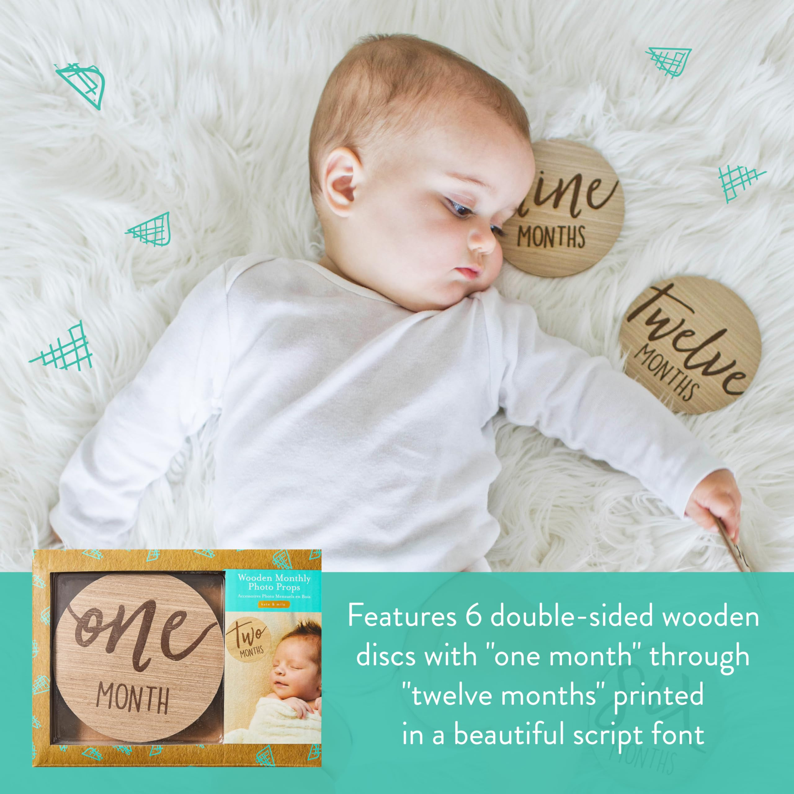 Kate & Milo Baby Monthly Milestone Marker Discs - Classic Cursive Script Wooden Discs with Revers... | Amazon (US)