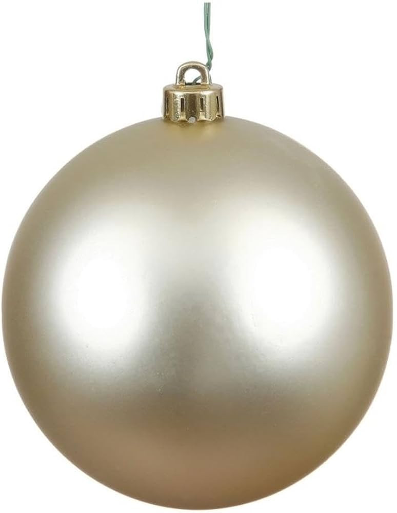 Vickerman 4" Plastic Ball Ornaments in Matte Champagne Gold (Set of 6) | Amazon (US)