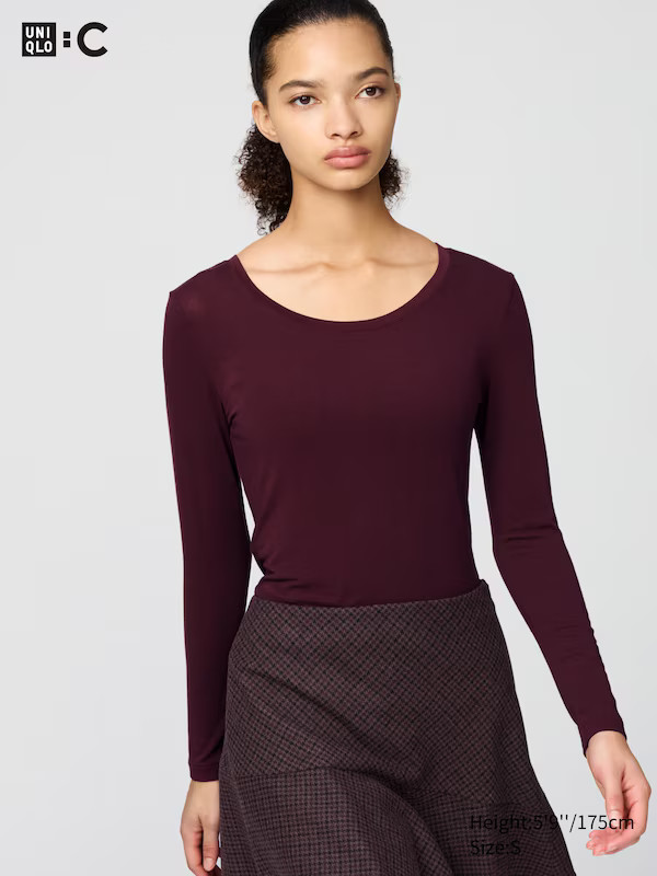 HEATTECH Extra Warm Cashmere Blend Scoop Neck T-Shirt | UNIQLO (UK)