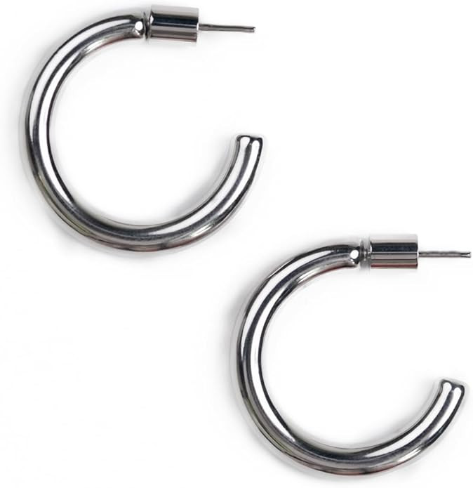 Bestow Lightweight Hypoallergenic Tarnish Proof Large Silver Hoop Earrings for Women - Classic Je... | Amazon (US)