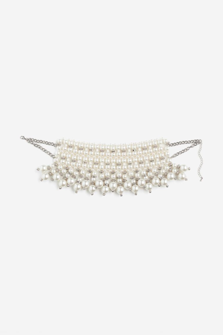 Bead-decorated necklace - White - Ladies | H&M GB | H&M (UK, MY, IN, SG, PH, TW, HK)