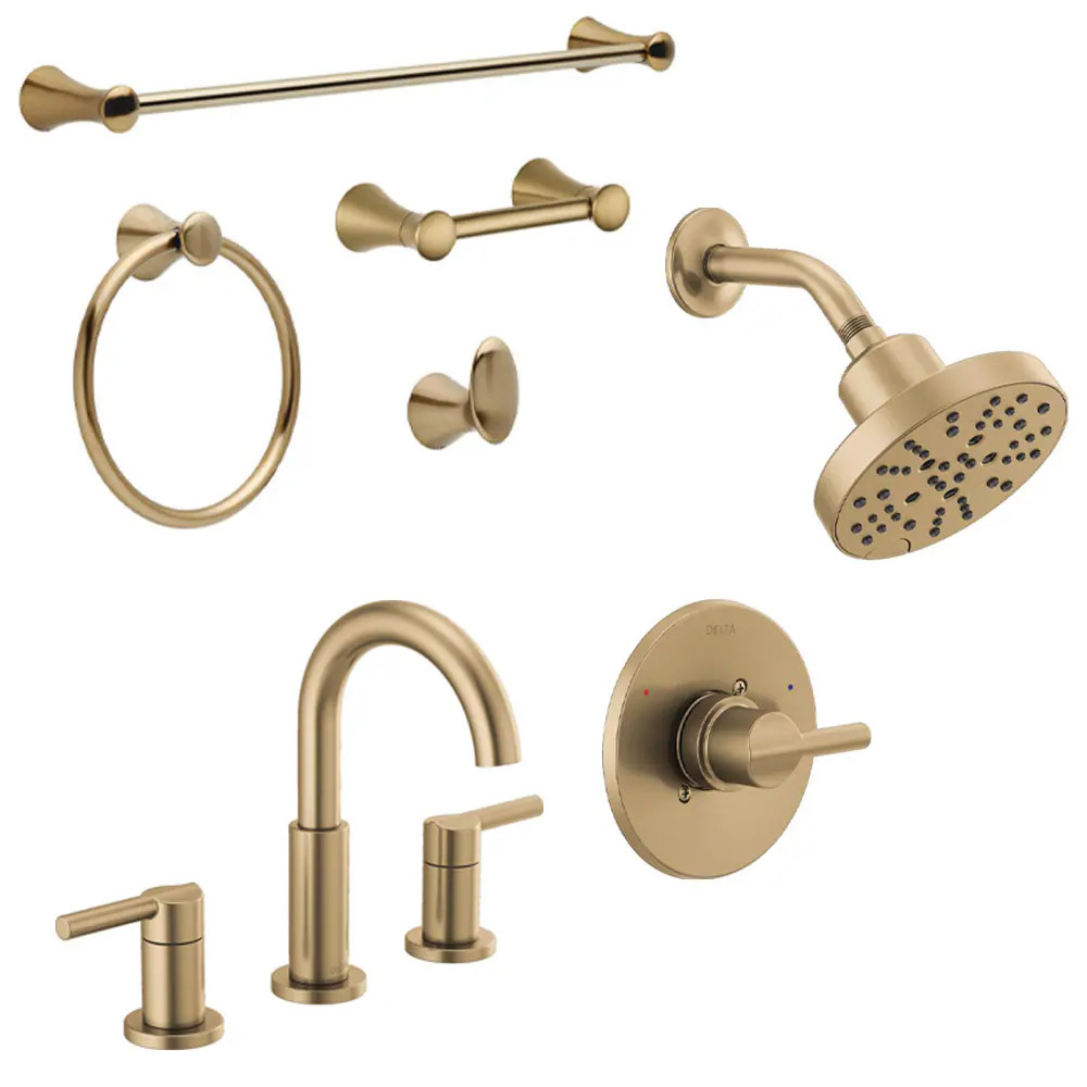 Delta Nicoli Champagne Bronze Bathroom Sink Faucet, Shower Faucet, and Bath Hardware Collection a... | Lowe's
